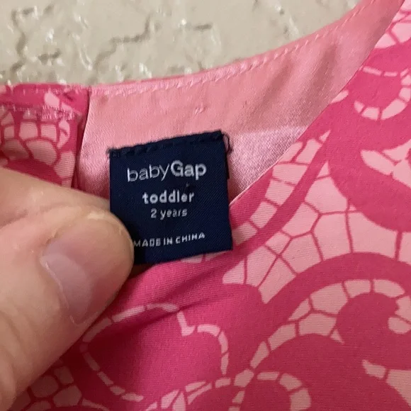 *Baby Gap Hot Pink Paisley Floral 2T Short Sleeve Dress C71 - Picture 2 of 8